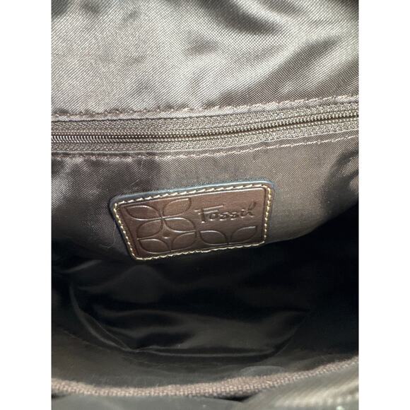 Fossil Signature Print Vintage Canvas, Fabric Crossbody Bag, Deep Red - Picture 7 of 14